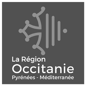 Logo La Région Occitanie, Pyrénées, Méditerranée - version noir et blanc